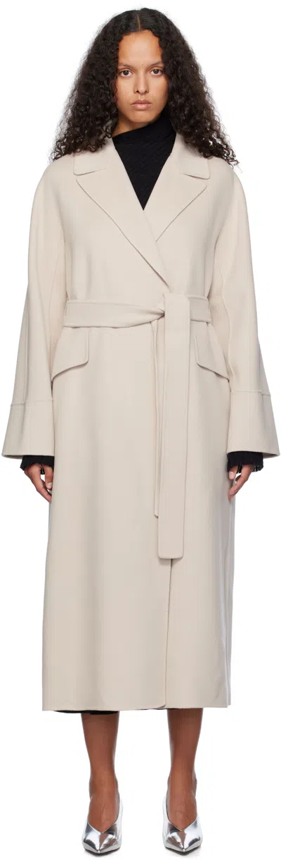 Max Mara Beige Malika Coat In 014 Ecru
