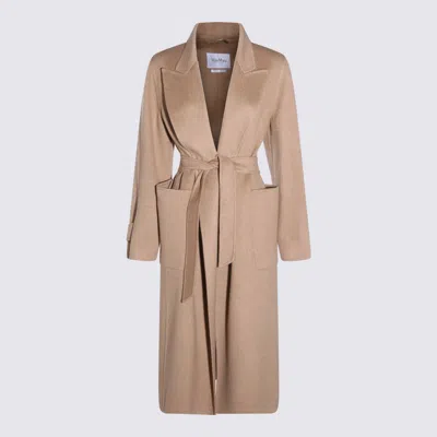 Max Mara Beige Maxi Coat In Brown