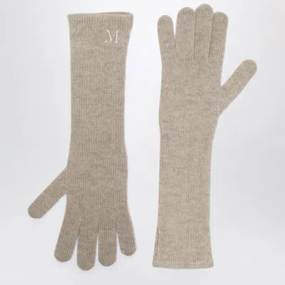 Max Mara Beige Mélange Long Gloves In Cashmere