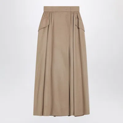 MAX MARA BEIGE MIDI SKIRT IN CAMEL DRAP