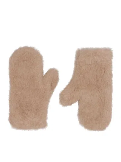 Max Mara Beige Mxaombrato4 Gloves In Green
