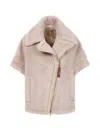 Max Mara Beige Newmant Biker Jacket Cape
