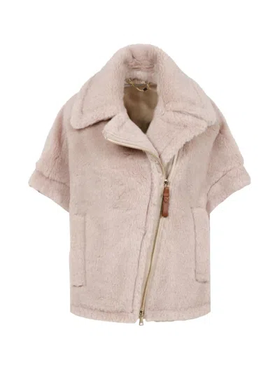 Max Mara Beige Newmant Biker Jacket Cape