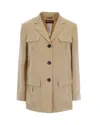 Max Mara Beige Notched Lapel Blazer In Neutral