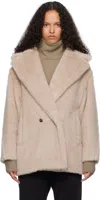 Max Mara Short Teddy Bear Icon Coat In Alpaca And Wool In Neutral