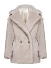 Max Mara Beige Olga Short Teddy Bear Icon Coat Coat In Neutral