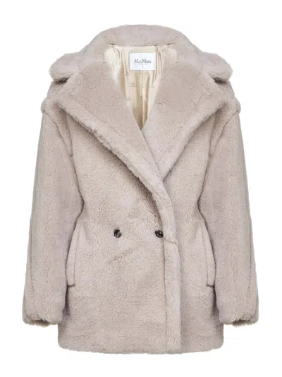 Max Mara Beige Olga Short Teddy Bear Icon Coat Coat In Neutral