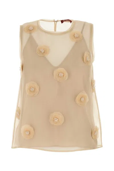 MAX MARA BEIGE ORGANZA ACHILLE TOP