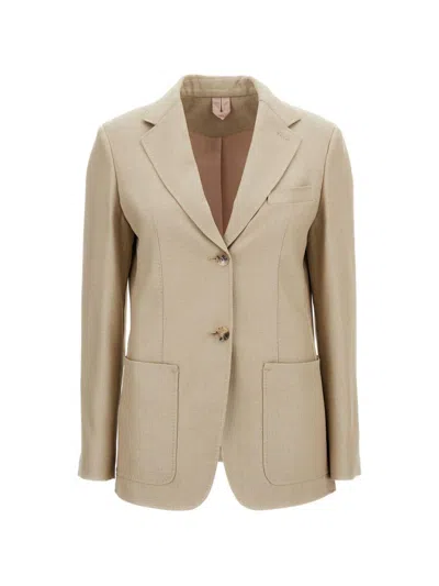 MAX MARA Beige Pesche wool and silk jacket MAX MARA
