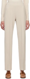 Max Mara Beige Pinched Seam Trousers In 001 Ivory