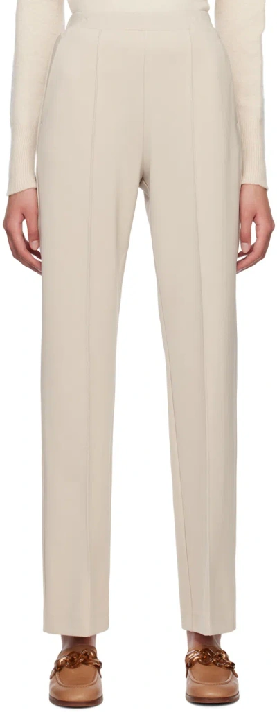 Max Mara Beige Pinched Seam Trousers In 001 Ivory