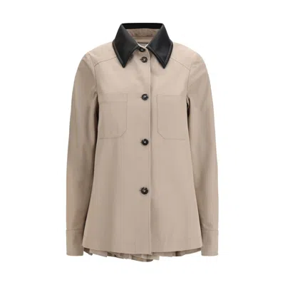 Max Mara Beige Polyester Trench Coat In Gray