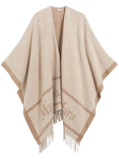 Max Mara Beige Poncho Hilde In Sand