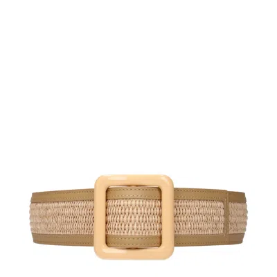 Max Mara Beige Raffia Regular Belts In Brown