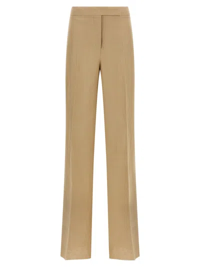 Max Mara Beige Regular Flat Front Pants In Brown
