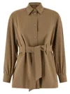 Max Mara Beige Regular Solid Shirt In Brown