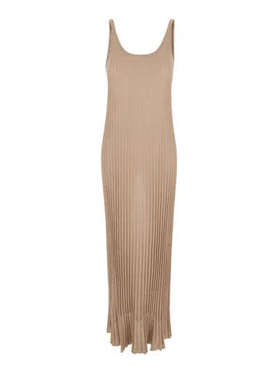 MAX MARA BEIGE RIBBED DRESS