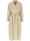 Max Mara Double-breasted Ivory Trench Coat With Belted Waist