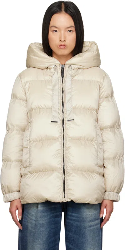 Max Mara Beige Seia Down Jacket In 012 Ecru