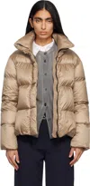 Max Mara Beige Seica Down Jacket In Gold