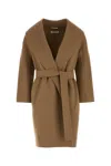 Max Mara Virgin Wool Short Wrap Coat In Brown