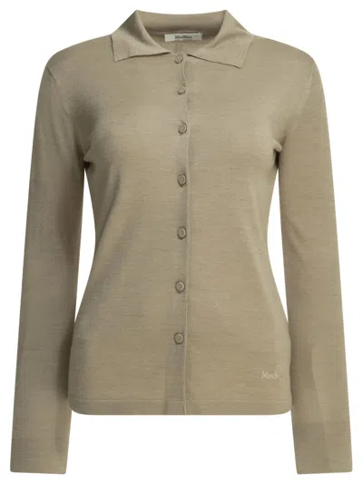 Max Mara Beige Silk Cashmere Cardigan In Green
