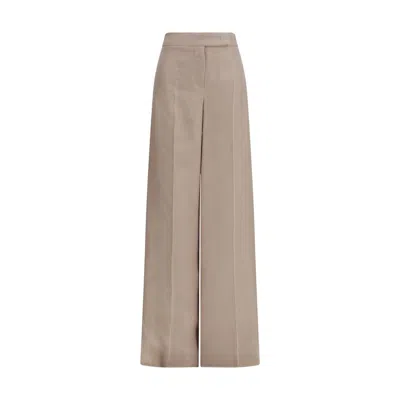 Max Mara Beige Silk Casual Pants In Gray