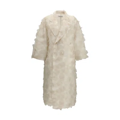 Max Mara Beige Silk Coat In White