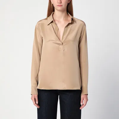 MAX MARA BEIGE SILK CREPE DE CHINE SHIRT