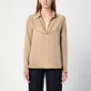 Max Mara Beige Silk Crepe De Chine Shirt Women In Neutrals