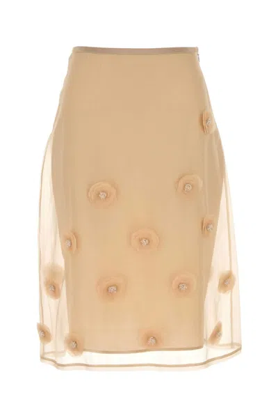 MAX MARA BEIGE SILK OMBROSA SKIRT