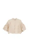 Max Mara Beige Solid Mandarin Collar Sweater In Neutral