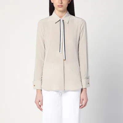 Max Mara Beige Silk Shirt With Tie Women In Cream
