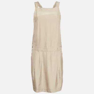 Pre-owned Max Mara Beige Silk Sleeveless Short Dress L