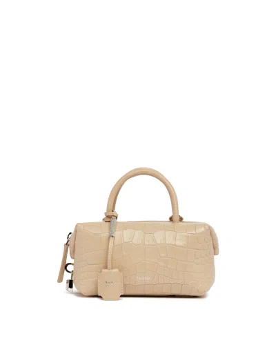 Max Mara Beige Small Bauletto Bag In White
