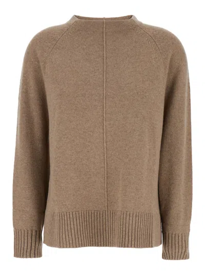 Max Mara Beige Solid Crew Neck Sweater