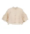 Max Mara Beige Solid Mandarin Collar Sweater In Multi