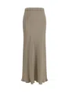 Max Mara Beige Solid Maxi Skirt In Neutral