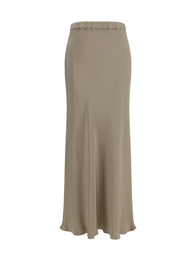 MAX MARA BEIGE SOLID MAXI SKIRT