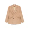 Max Mara Beige Solid Peaked Lapel Blazer In Gray