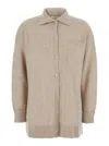 Max Mara Beige Solid Shirt Collar Sweater In Neutral