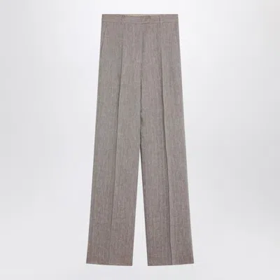 MAX MARA BEIGE STRAIGHT LINEN PANTS
