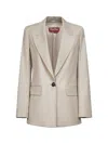 Max Mara Beige Stretch Wool Flannel Bolsena Blazer In Neutral