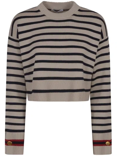 Max Mara Beige Striped Jumper In Brown