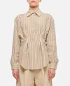 Max Mara Beige Striped Linen Shirt In Beige