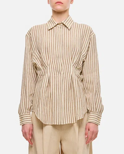 Max Mara Beige Striped Linen Shirt