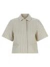 Max Mara Mxmangio Collared Striped Jacket Front Pockets In Neutral