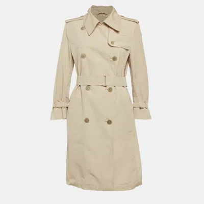 Pre-owned Max Mara Beige Synthetic Double Breasted Trench Coat L In Sand