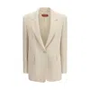 Max Mara Studio Cady Blazer With Vertical Side Stitching And Lapel Collar In Neutral