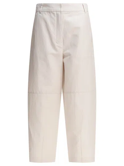 Max Mara Beige Trousers With Cropped Length In White